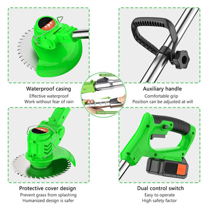 Weed Wacker Cordless Grass Trimmer Electric Weed 90~120cm Retractable, 3 Kinds of Adjustable Blades, 24v Electric Cordless Garden Trimmer with Battery and Charger for Garden