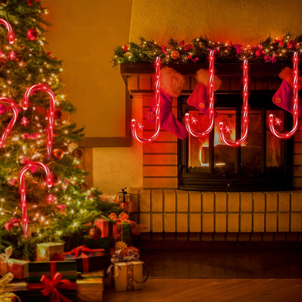 AOSEA 20 Pack Christmas Candy Cane Lights, d 160 Red LEDs Christmas Decorations Outdoor&Indoor, Christmas Light Waterproof with 8 Lighting Modes for Pathway, Yard, Walkway, Lawn, Garden Decor