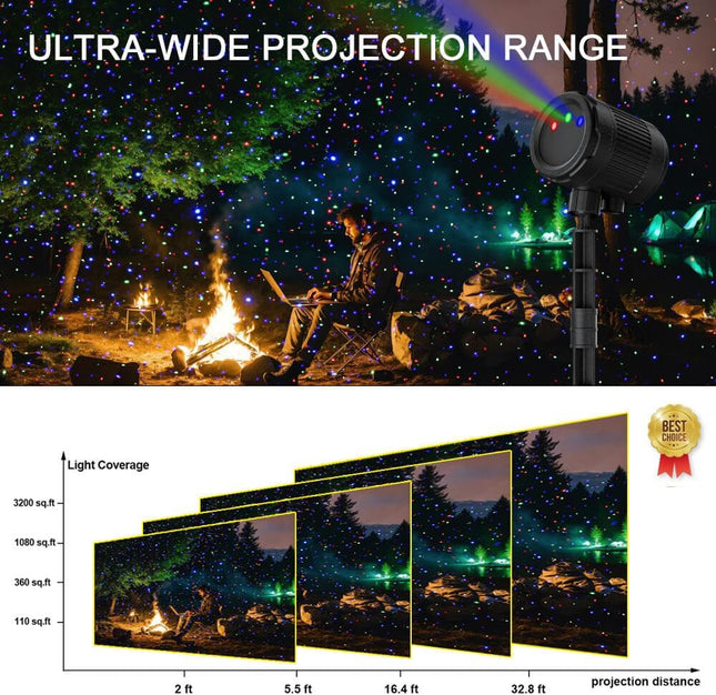 Christmas Projector Lights Outdoor, 3 Color Laser Starry Light Show with RF Remote Control for House Patio Garden Outside Holiday Halloween Decoration Indoor Wedding Party Holiday Xmas - Black