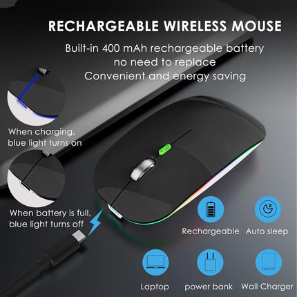 Wireless Gaming Mouse,Rechargeable Lightweight Honeycomb Gaming Mouse with RGB Backlit,USB Receiver,Ergonomic Grips,One-Click Desktop(Black1)