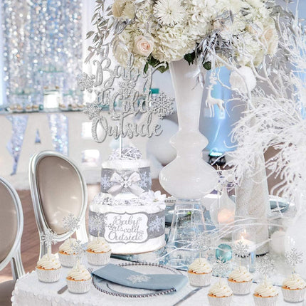 Baby It’s Cold Outside Party Decorations, Banner, Snowflake Balloons, Garland for Winter Wonderland Baby Shower, Christmas, Winter Birthday Party Supplies, Silver (Silver)