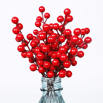 DR.DUDU 24 Pack Christmas Red Berries Stems for Christmas Tree Decoration, Artificial Christmas Red Berry for DIY Crafts Wreath Garland Christmas Ornaments Decor