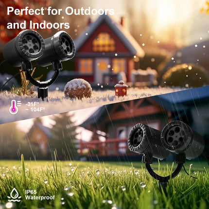 Snowflake Projector Lights Outdoor, 2.0 HD Dynamic Christmas Projector Lights Outdoor, IP65 Waterproof Snow Projection Light for Xmas, Holiday, Wedding, Party, Home, Garden Landscape