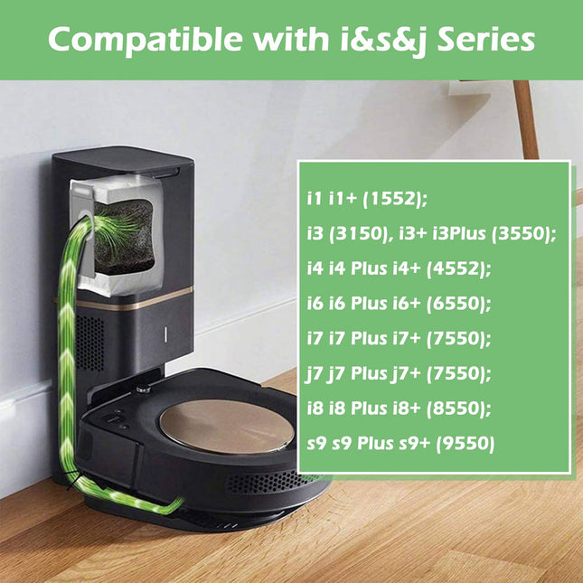 12 Pack Vacuum Bags For Irobot Roomba, Compatible With Irobot Roomba Bags I&S&J Series, For I3+, I4+, I6+, I7, I7+7550, J7, J7+, I8+, S9+, Automatic Dirt Disposal Bag