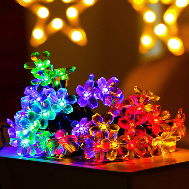 Plug in Cherry Blossom Decorative String Lights, 33ft 100 LED USB Lighted Flower Decorations with Timer for Indoor Bedroom Tent Bed Patio Party Wedding Christmas Tree Decor, Multi Colored