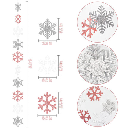 Winter Snowflake Hanging Decorations, Glitter Silver White Rose Gold Snowflakes Christmas Hanging Garland Winter Party Decorations for Winter Wonderland Girls Birthday Christmas Party Decorations