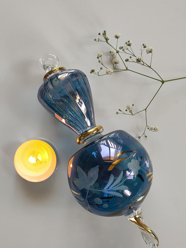 Blue ripple Glass ornament for Christmas tree decorations Ribbed Glass summer decorations for home Christmas decorative for living room house decorating s hanging ornaments