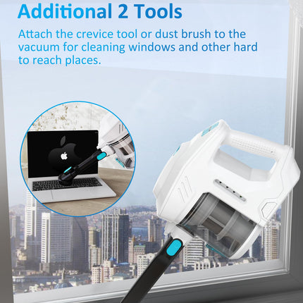 Mamibot S6 Cordless Stick Vacuum Cleaner, Handheld Bagless Vacuum With Crevice Tool & Dust Brush, Powerful Motor, Max 30Mins Runtime, Suitable For Tilehardwood Floorpet Hair, White