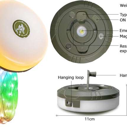 Camping String Lights,Camping Essentials Gear 32.8FT Lamp Lights Waterproof, 4 in 1 Outdoor String Lights with 8 Modes for Awn Tent Yard Garden Hiking Travel Decoration and Holiday Christmas