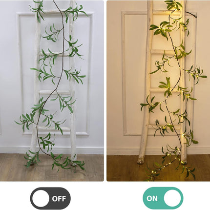8.2Ft Artificial Olive Garland with Timer, 96 LED Battery Operated Garland Lights for Indoor Outdoor Home Decor Christmas Thanksgiving Spring/Summer Weeding Backdrop Holiday Decorations