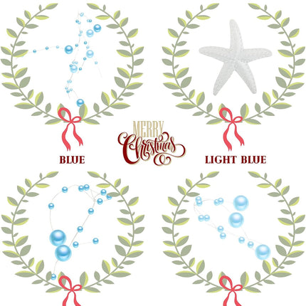 Beaded Starfish Garland Christmas Beaded Garland with Starfish Coastal Beach Garland Decor Decorative Christmas Garland for Christmas Tree Beach Home Decoration Supplies, 118 Inch Long (Blue)