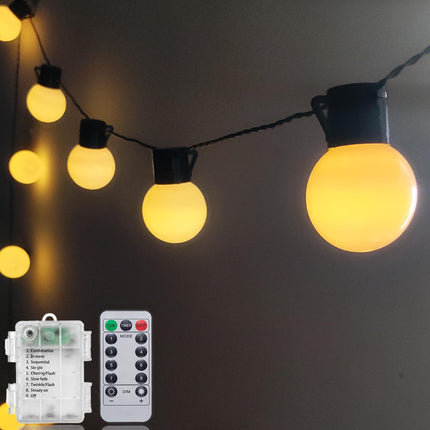 Fairy Lights Battery Operated 23.8Ft 20 LED Globe String Lights, Shatterproof G50 Edison Lights String with Remote Timer, Warm White Christmas Lights for Bedroom Camping Balcony Christmas Tree Decor