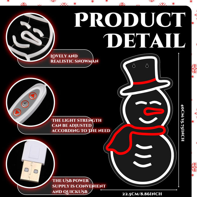 Snowman Neon Sign for Wall Decor Dimmable Christmas Neon Signs Night Light up Neon Snowman Winter LED Neon Signs Christmas Lights with USB for Living Room Bedroom Home Party Decor(Snowman)