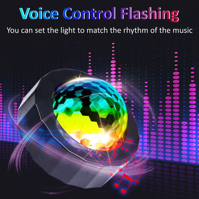 Disco Lights for Parties Multi Colour Mini Disco Ball Light Portable LED Home Disco Lights Sound Activated DJ Lights, 2-Pack USB Rechargeable Disco Lights for Kids, Car, DJ, Party, Bar, Christmas