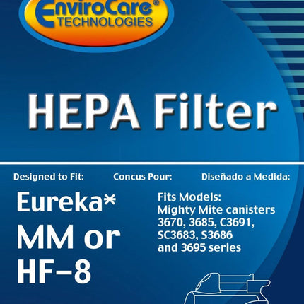 Envirocare Hepa Vacuum Cleaner Filter For Eureka Sanitaire Hf8 Mm Mighty Mite Pet Lover, 60666B, 60666A, 606666, Eur 602956 Packaging May Vary