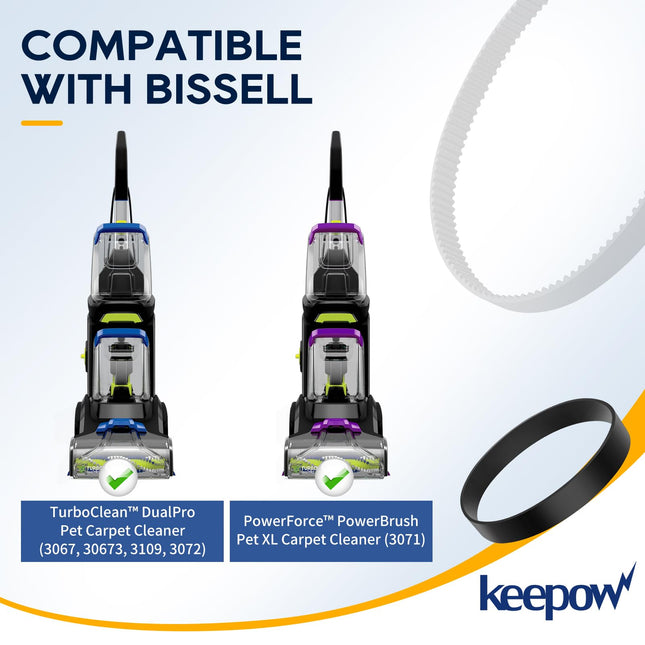 Keepow Belts Set For Bissell 3071 Powerforce Powerbrush Pet Xl And Turboclean Dualpro Pet 3072, 3067, 30673, 3109 Carpet Cleaner, Parts 1626502 & 1626486 2+2 Pack
