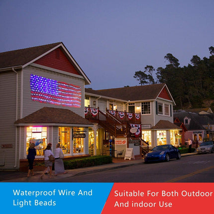 PUHONG American Flag Lights, 420 LED USA Flag Net Lights, Outdoor Waterproof Patriotic Ornaments for Independence Day National Day July 4th Memorial Day Christmas Year Party Yard Decoration
