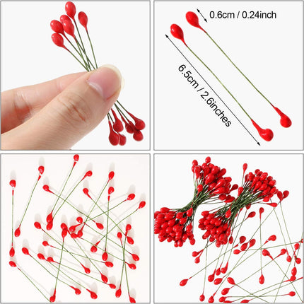 Patelai 800 Pieces Artificial Holly Berries Craft Berry Stems for Christmas Wedding Home Ornaments (Red)