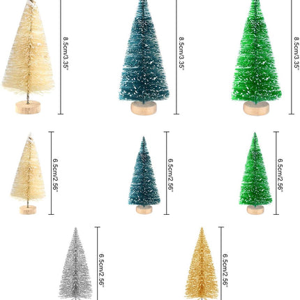 KUUQA 50 Pcs Mini Christmas Ornament Kits,Mini Christmas Trees Bottle Brush Trees with Resin Santa Claus, Snowman, Snowflake, Bell, Elk, Candy Cane for Christmas Party Supplies