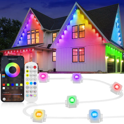 Permanent Outdoor Lights, 100ft Eternity RGB Built in Chip Outdoor Lights 60 LED Smart Eaves Lights IP67 Waterproof for Christmas Party Outdoor, Control with App/Remote 209 Scene Modes
