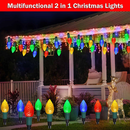 est Version 2 in 1 Outdoor Christmas Decorations and Solar Christmas Lights, 20-Pack Waterproof Solar C9 Strawberry Christmas Garden Stake Lights for Christmas Tree Garden Patio Yard Pathway