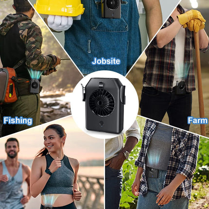 Portable Fan 10000Mah Rechargeable, Stsase Mini Waist With Max 24H Working Time, 3 Speeds 5100Rpm Strong Airflow Wearable