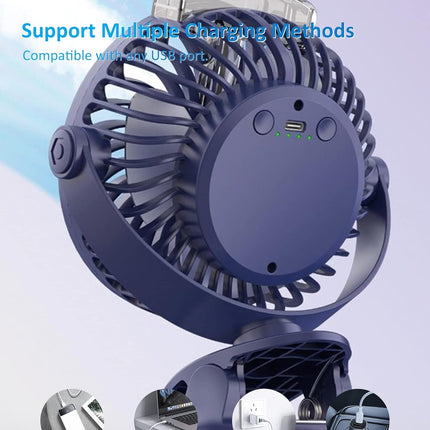 Mamibot Clip On Mist Fan, 360° Rotatable Mini Desk Fan, 2 Spray 5 Speeds Portable Personal Fan, 4000Mah Usb Rechargeable Battery