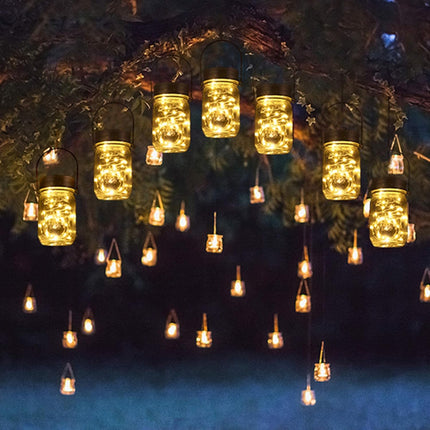 Solpex 6 Pack Mason Jar Solar Lights, Solar Lanterns Outdoor Waterproof, Jars Hangers Included, 30 Leds Hanging Lights Solar Fair