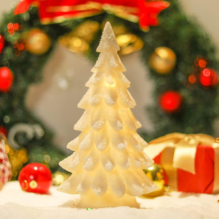 Bdor White Christmas Tree, 11inchs Table Top Christmas Trees, Exquisite Resin Christmas Ornaments with Lights & Snowflake, Christmas Decorations for Home/Room, for/Men/Women.