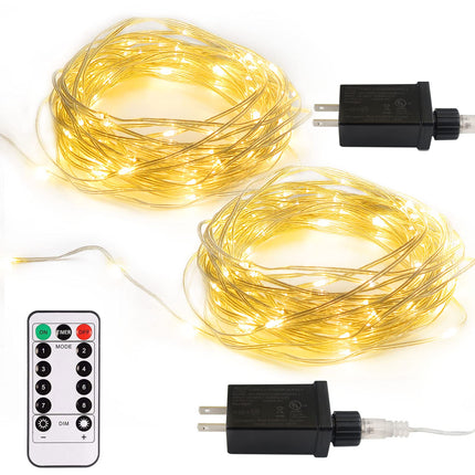 2 Pack Fairy String Lights Plug in, 33Ft 100 Micro Starry LED Starry Fairy Lights IP68 Full Waterproof with Remote for Bedroom Garden Christmas Decor (Warm White)