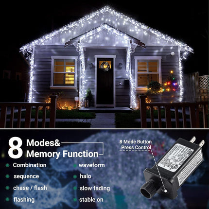 Quntis 82ft 1000 LED Cluster Christmas String Lights - 8 Modes Christmas Tree Lights - Outdoor Waterproof Dark Green Wire Christmas Lights Plug in for Holiday Wedding Party Home Decor, White