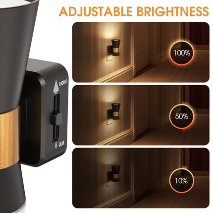 Briignite Night Light Plug into Wall, Vintage Dimmable LED Night Lights 0-100LM with Auto Dusk to Dawn, Christmas s, 1W 3000K Country Night Light from for Bathroom, Hallway, Bedroom, Kids, 2 Pack