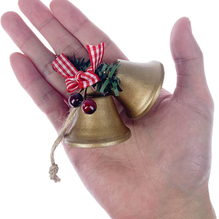 Tinsow 6 Pcs Red Christmas Bells, Tree Hanging Ornament Metal Jingle Bells for Christmas Holiday Decoration (6, Gold)