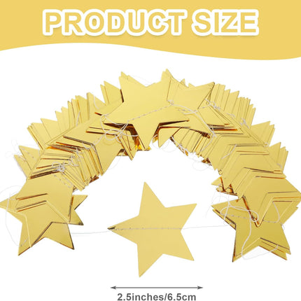 Bremorou Gold Star Garland, 104 Ft Gold Star Garland Banner Bright Star Hanging Bunting Banner Backdrop Reflective Sparkle Little Star Paper Hanging Decor for Birthday Engagement Wedding Party