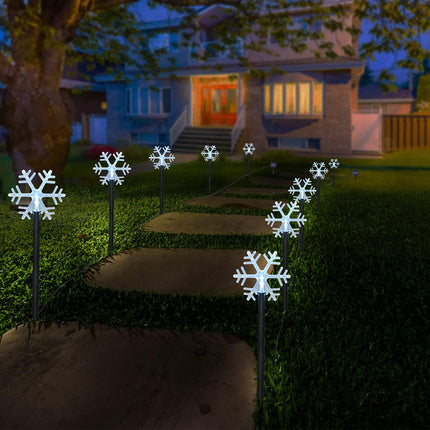 Snowflake Solar Pathway Lights Outdoor Stake Lights Solar-Powered Waterproof Christmas Decoration for Garden, Walkways, Path, Yard (5-Pack)