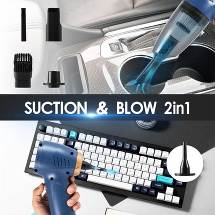 Cordless Vacuum Cleaner, Handheld Vacuum 9000Pa Strong Suction, Usb Rechargeable Air Duster With Multinozzles And Air Blower For Home, Car, Office, Pet, Blue