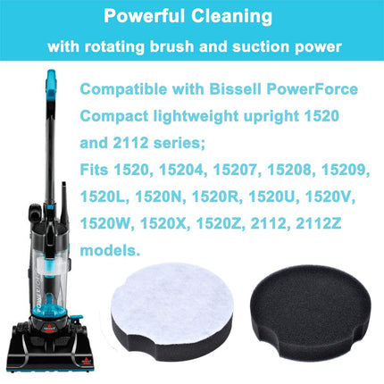 1604896 Filter Compatible With Bissell Powerforce Compact Lightweight Upright Vacuum Cleaner Compatible With 1520 2112 Series, Replace 1604896