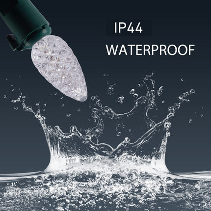 Christmas C3 Bulbs Light String 50 LED White Strawberry Xmas Tree Outdoor Indoor Waterproof Decoration Plug in 18 Feet Used for Patio Party Festive Courtyard Home (Cold White)