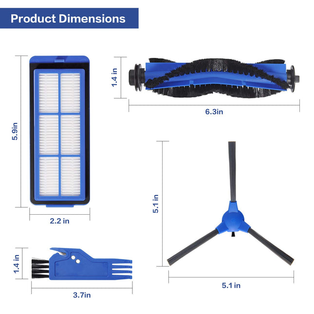 Part For Eufy Robovac 11S Max Robovac 15C Max Robovac 30C Max Robovac G30 Edge G10 Hybrid Robot Vacuum Cleaner Accessories Kit, Including 1 Main Brush, 8 Side Brushes, 4 Filters