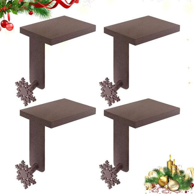4 PCS Christmas Stocking Holders, Snowflake Stocking Holders for Mantle, Heavy Duty Xmas Stocking Hooks with Protective Pads for Fireplace Mantle Christmas Party Decoration Vintage Bronze