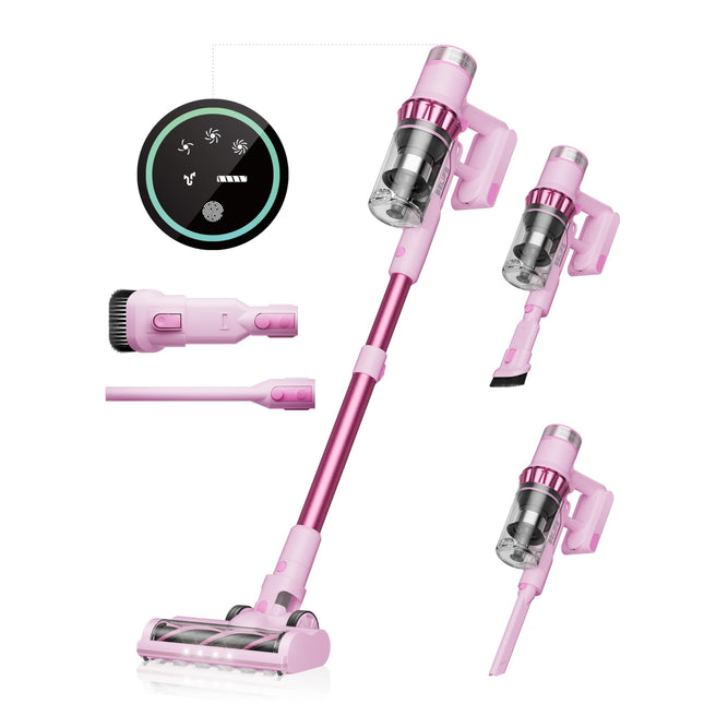 Belife Cordless Vacuum Cleaner, 38Kpa 450W Stick Vacuum Cleaners For Home Carpet Hardwood Floor, Wireless Household Vaccum For Pet Hair With Led Touch Display, Up To 45Mins Runtime Pink