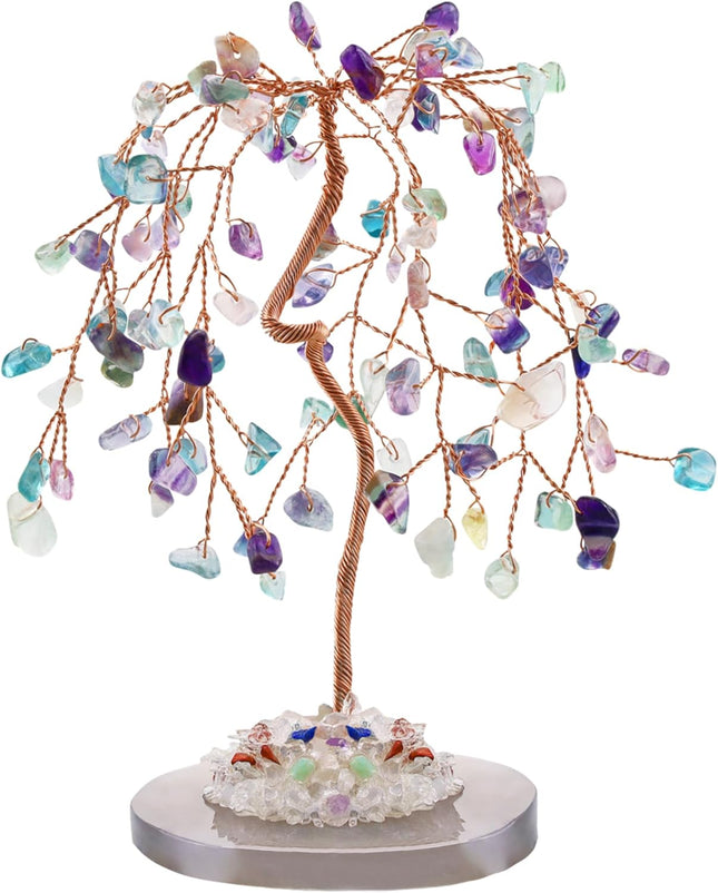 ZHIYUXI Fluorite Crystals Tree s for Women Men Home Office Decor Desk Accessories Lucky Gemstones Trees of Life Reiki Positive Energy Success
