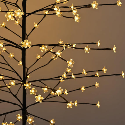 Sakura Cherry Blossom Tree Lights 6.5FT Lighted Bonsai Tree, Plug Powered, 208 LED Artificial Tree Decorations for Bedroom Home Decor Room Office Party Wedding Christmas Xmas Decorations