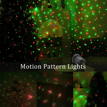 Outdoor Motion Laser Lights Projector Christmas Seasonal Lighting Waterproof, As Seen on TV Lazer Beam Show Spread Green & Red Stars Moving Pattern, for Wedding Birthday Valentines Party