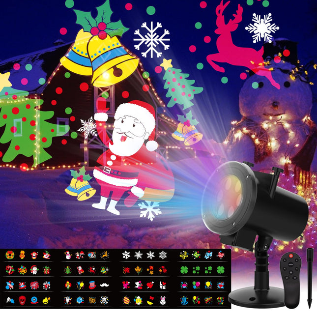 Slide Show Christmas LED Holiday Projector, Waterproof 16 HD Effects Moving Patterns Multiple Themes Christmas Projector Lights Outdoor for Xmas House Garden,Yard,Party,Club,Landscape