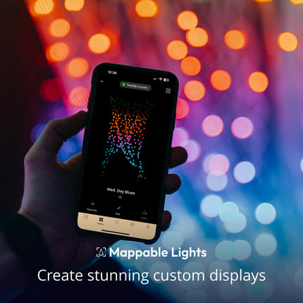 Twinkly Curtain 5x7ft LED RGB, Outdoor and Indoor 210 LED Light Chain, Smart Multicolor RGB LED Lights, Compatible with Alexa, Google Home, IP44, App Mapping, Transparent Wire