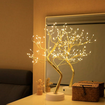 Tabletop Bonsai Tree Light, DIY LED Artificial Tree Lamp,Battery/USB Operated Night Light for Room Decor, Home Decor,Bedroom, Wedding,Christmas, (Warm White, 108 LED Golden)