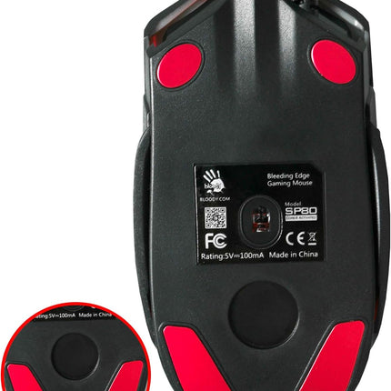 Bloody SP80 Optical Switch Gaming Mouse - Fastest Mouse Switch in Gaming - Enthusiast Grade Gaming Sensor - 8 Programmable Buttons - Non-Slip Rubberized Texture - Black - 12,000 FPS