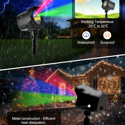 Laser Christmas Projector Lights Outdoor, Christmas Decorations Stars Light Show, Efficient Heat Dissipation, Waterproof, Holiday Projector Decorations for House/Garden/Party/Wedding (Black)
