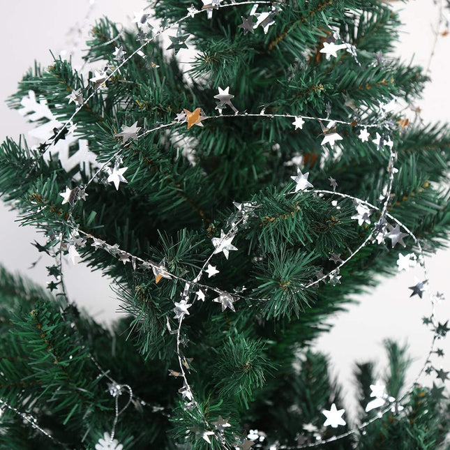 Wire Garland - Glittering Colorfol-Star Shaped Tinsel Wire Garland Christmas Decoration for Christmas Trees Decoration Wedding Birthday Party Festive Ornament(Silver)